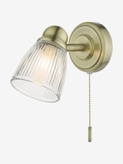 Dar Lighting Antique Brass Ribbed Glass Cedric Wall Light - Image 2 of 6