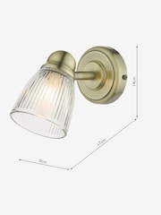 Dar Lighting Antique Brass Ribbed Glass Cedric Wall Light - Image 3 of 6