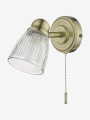 Dar Lighting Antique Brass Ribbed Glass Cedric Wall Light - Image 4 of 6