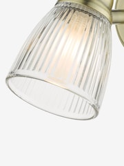 Dar Lighting Antique Brass Ribbed Glass Cedric Wall Light - Image 5 of 6