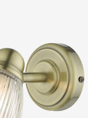 Dar Lighting Antique Brass Ribbed Glass Cedric Wall Light - Image 6 of 6