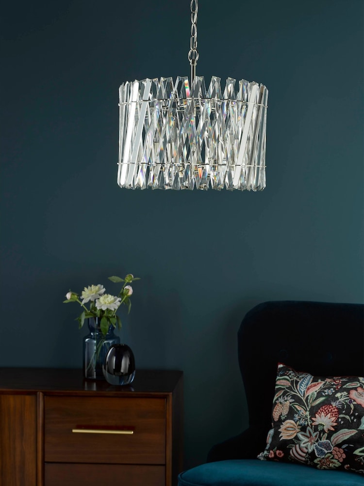 Dar Lighting Polished Nickel Crystal Entwine 6lt Pendant Light - Image 2 of 7