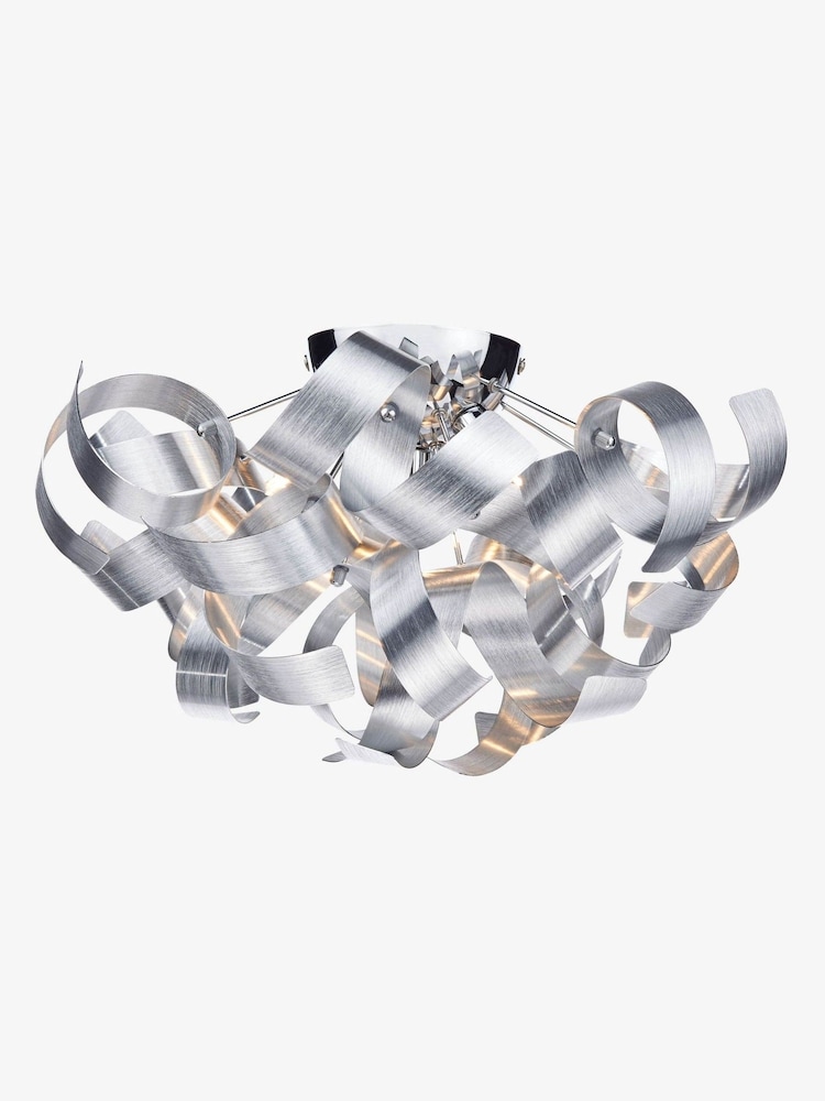 Dar Lighting Brushed Aluminium Polished Chrome Rawley 4lt Flush Light - Image 1 of 5 Dar Lighting Brushed Aluminium Polished Chrome Rawley 4lt Flush Light - Image 1 of 5