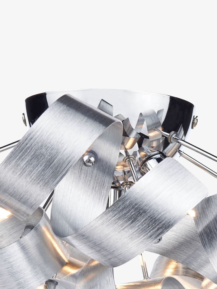 Dar Lighting Brushed Aluminium Polished Chrome Rawley 4lt Flush Light - Image 2 of 5 Dar Lighting Brushed Aluminium Polished Chrome Rawley 4lt Flush Light - Image 2 of 5