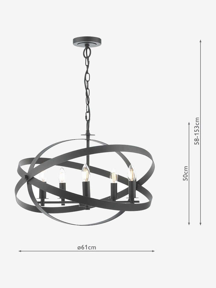 Dar Lighting Matt Black Nitya 5lt Pendant Light - Image 6 of 6 Dar Lighting Matt Black Nitya 5lt Pendant Light - Image 6 of 6