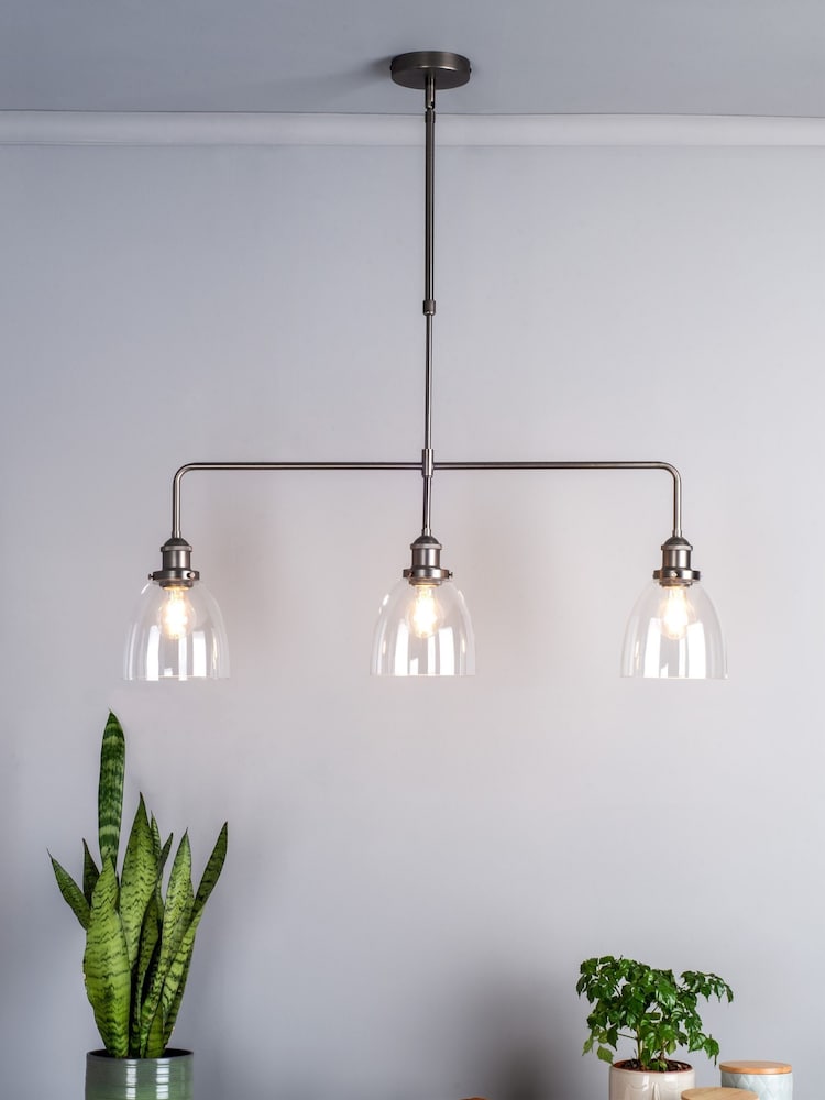 Dar Lighting Antique Chrome Glass Arvin 3 Light Ceiling Light - Image 1 of 5 Dar Lighting Antique Chrome Glass Arvin 3 Light Ceiling Light - Image 1 of 5