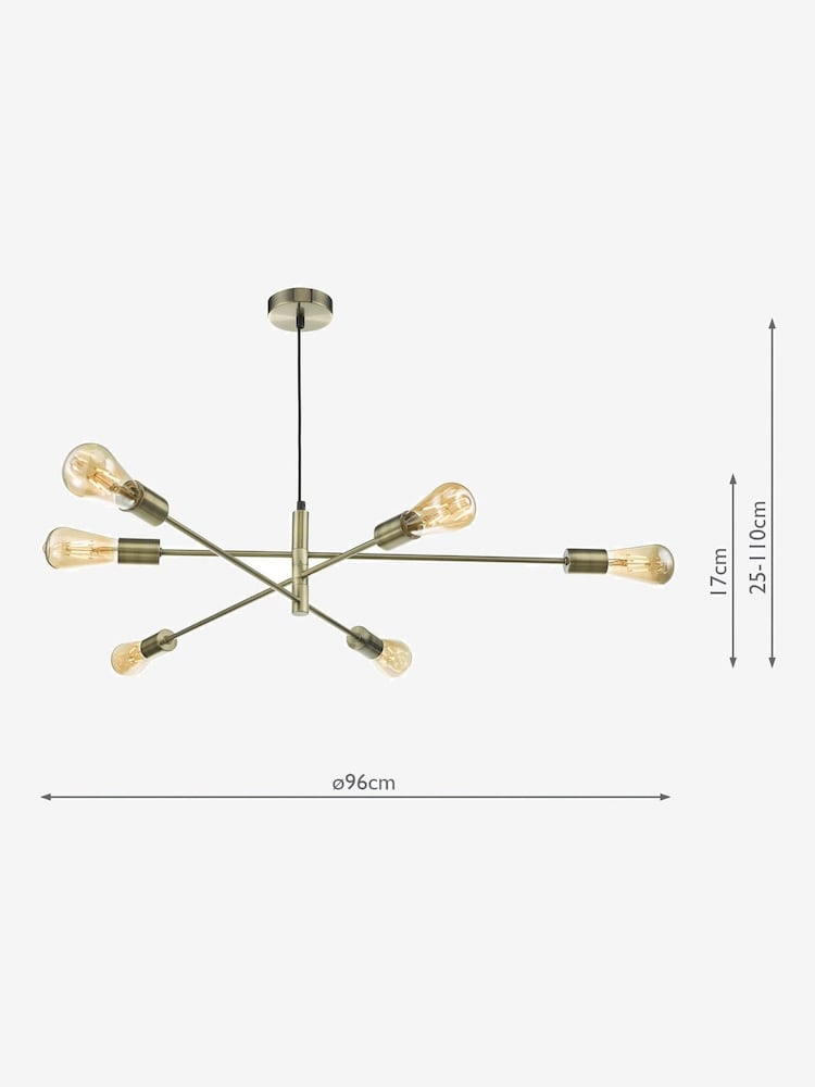 Dar Lighting Antique Brass Alana 6lt Pendant Ceiling Light - Image 3 of 3