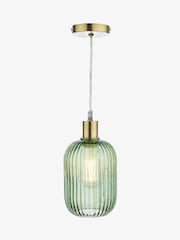 Dar Lighting Green Ribbed Glass Easy Fit Sawyer Pendant Light - Image 5 of 5