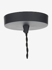 Dar Lighting Matt Black Natural Wood Gaucho Pendant Light - Image 2 of 5