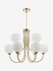Dar Lighting Natural Brass Opal Glass Indra 9lt Pendant Light - Image 3 of 6