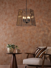 Dar Lighting Matt Black Glass Brooks 4 Light Pendant - Image 1 of 5