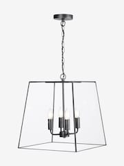 Dar Lighting Matt Black Glass Brooks 4 Light Pendant - Image 3 of 5