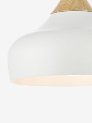 Dar Lighting Matt White Natural Wood Gaucho Pendant Light - Image 3 of 4