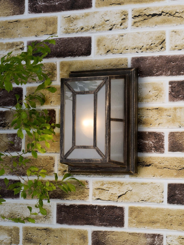 Dar Lighting Matt Black Gold Opal Glass Trent Wall Light - Image 1 of 6
