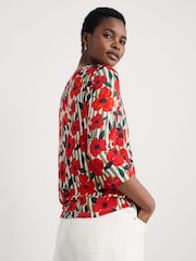 Seasalt Cornwall Red Studio Glass 3/4 Sleeve Top - Image 2 of 5