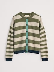 Seasalt Cornwall Green Pinwell Striped Cardigan With Lambswool - Image 3 of 4