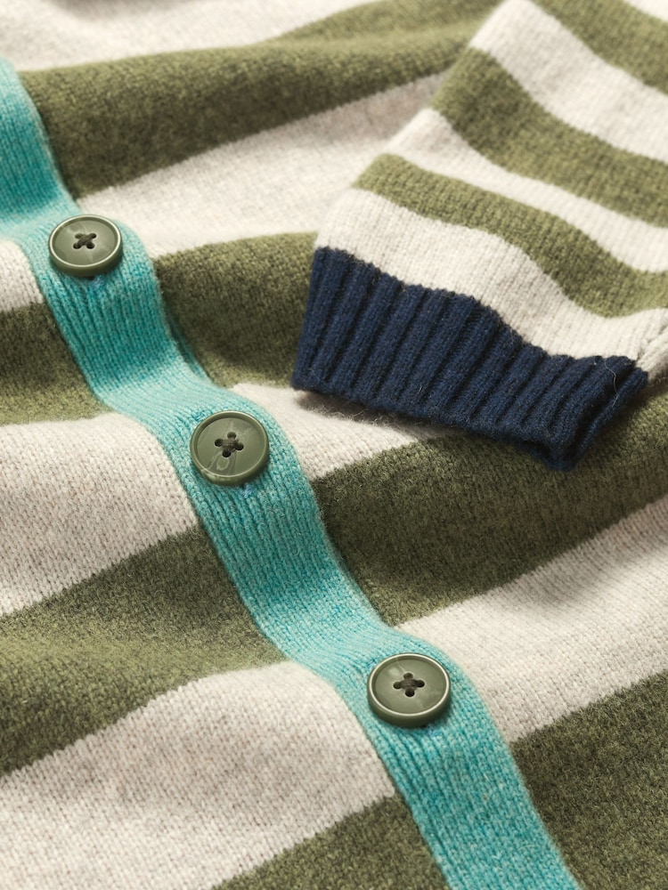 Seasalt Cornwall Green Pinwell Striped Cardigan With Lambswool - Image 4 of 4