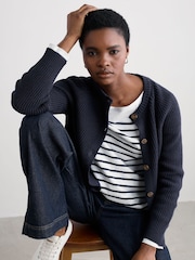 Seasalt Cornwall Blue Potters Meadow Cotton Knitted Cardigan - Image 1 of 5