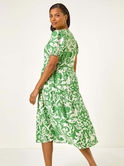 Verde - Vestido midi com estampa abstrata romana - Imagem 3 de 5