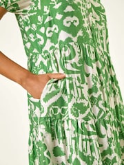 Verde - Vestido midi com estampa abstrata romana - Imagem 5 de 5