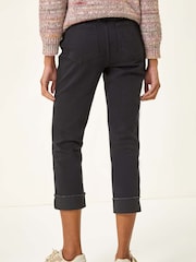Roman Black Slim Fit Slim Leg Turn Up Stretch Jeans - Image 3 of 5