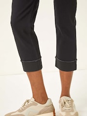 Roman Black Slim Fit Slim Leg Turn Up Stretch Jeans - Image 5 of 5