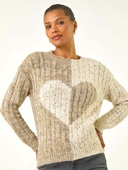 Roman Natural Colourblock Heart Knit Jumper - Image 3 of 5