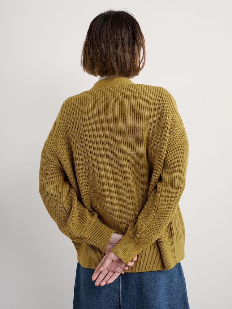 Seasalt Cornwall Yellow Winding Creek Cotton Knit Cardigan - Image 2 of 5