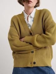 Seasalt Cornwall Yellow Winding Creek Cotton Knit Cardigan - Image 3 of 5