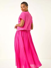 Roman Pink Cotton Top Overlay Midi Dress - Image 3 of 5