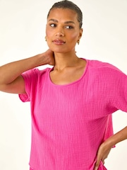 Roman Pink Cotton Top Overlay Midi Dress - Image 4 of 5