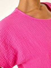 Roman Pink Cotton Top Overlay Midi Dress - Image 5 of 5
