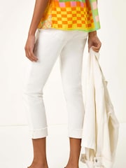Roman White Slim Fit Slim Leg Turn Up Stretch Jeans - Image 3 of 5