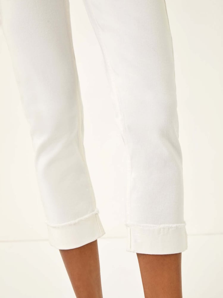 Roman White Slim Fit Slim Leg Turn Up Stretch Jeans - Image 5 of 5