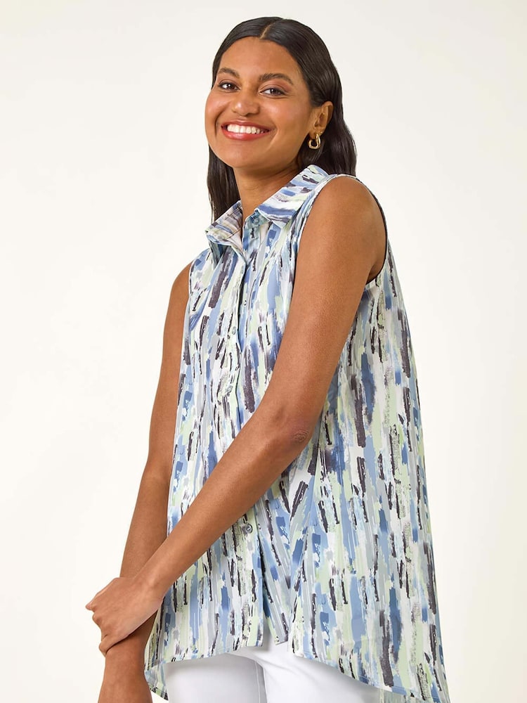 Blouse com botões e estampa abstrata romana - Imagem 1 de 5