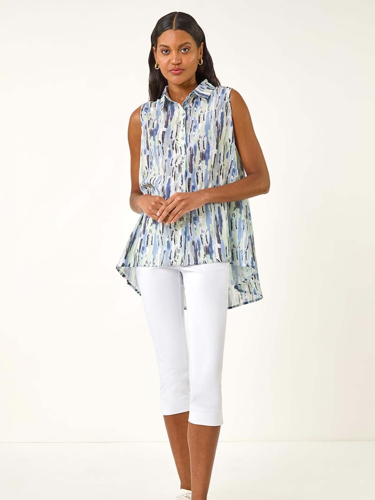 Blouse com botões e estampa abstrata romana - Imagem 2 de 5