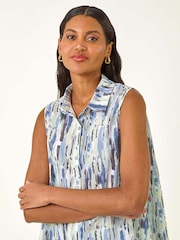 Blouse com botões e estampa abstrata romana - Imagem 4 de 5