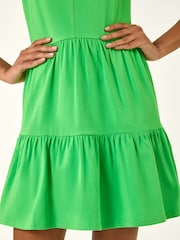 Roman Green Cotton Tiered Stretch Dress - Image 5 of 5