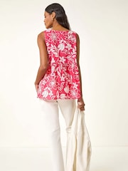 Rosa - Blusa Roman Floral com botões e decote V Neck - Imagem 2 de 5