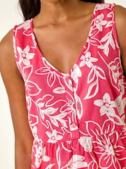 Rosa - Blusa Roman Floral com botões e decote V Neck - Imagem 5 de 5