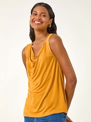 Roman Yellow Cowl Neck Stretch Top - Image 3 of 5
