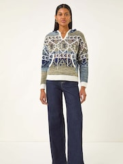 Roman Grey Jacquard Hooded Knit Jumper - Image 2 of 5
