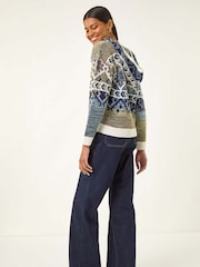 Roman Grey Jacquard Hooded Knit Jumper - Image 3 of 5