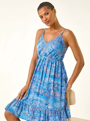 Blå - Roman Paisley-Print Stropp Rysjekjole - Bilde 1 av 5