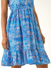 Blå - Roman Paisley-Print Stropp Rysjekjole - Bilde 5 av 5