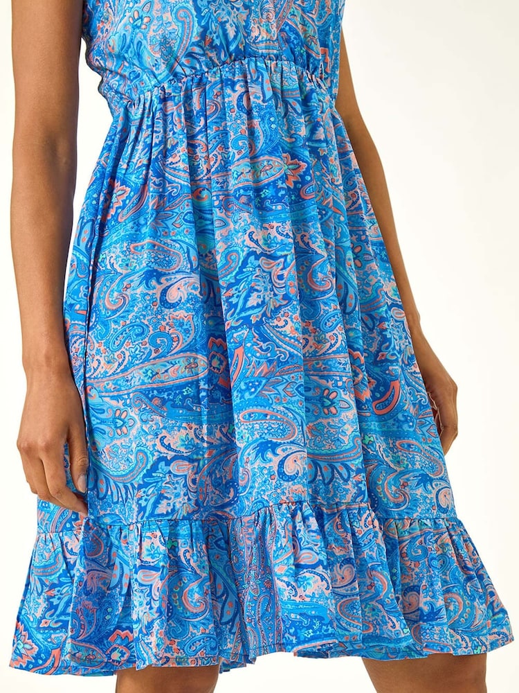 Blå - Roman Paisley-Print Stropp Rysjekjole - Bilde 5 av 5