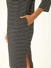 Roman Black Stripe Jersey Stretch T-Shirt Dress - Image 5 of 5