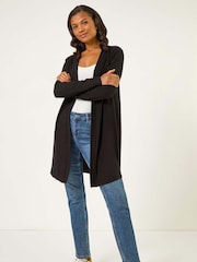 Roman Black Longline Knit Cardigan - Image 4 of 5