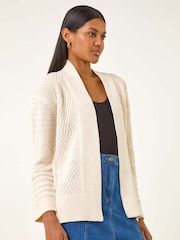 Roman White Textured Knit Cardigan - Image 4 of 5