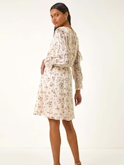 Roman Floral Print Frill Dobby Dress - Imagem 3 de 5